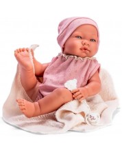 Lutka-beba Asi Dolls - Maria, s ružičastim bodijem i bež dekicom, 43 cm -1