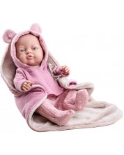 Lutka-beba Paola Reina Los Bebitos - Bebita, s ljubičastim čizmama i topom s ušicama, 45 cm