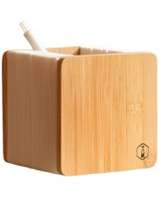 Kutija za olovke Stretchy - Kocka, bambus/bijeli papir -1