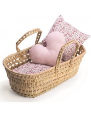 Krevet za lutku Asi Dolls - Pletena košara s posteljinom -1