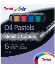 Uljane pastele Pentel Arts - Metalic, 6 boja -1