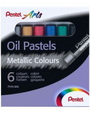 Uljane pastele Pentel Arts - Metalic, 6 boja