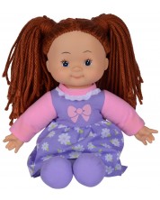 Mekana lutka Simba Toys - Flower Dolly, sa smeđom kosom i ljubičastom haljinom