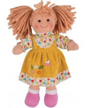 Mekana lutka Bigjigs - Daisy, u žutoj haljini, 28 cm