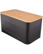 Metalna kutija za kruh s poklopcem od bambusa ADS - 33.5 х 17 х 19 cm, crna -1
