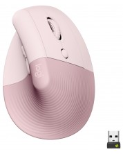 Miš Logitech - Lift Vertical EMEA, optički, bežični, ružičasti -1