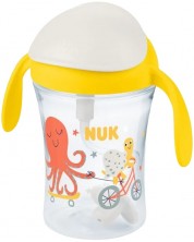 Čaša otporna na prolijevanje sa slamkom NUK - Motion Cup, 230 ml, žuta -1