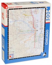 Slagalica New York Puzzle od 500 dijelova - Prijevozna karta, Chicago -1