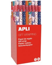Papir za pakiranje Apli - S bijelim cvjetovima, 2 x 0,70 m, tamnoplava