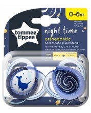 Ortodontske dude varalice Tommee Tippee - Night Time, 0-6 mjeseci, narval -1