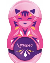 Šiljilo s gumicom 2 u 1 Maped Mini Cute - Loopy, ružičasto