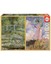 Slagalica Educa od 2 x 1000 dijelova - Jezero s lopočima, Claude Monet