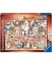 Slagalica Ravensburger od 1000 dijelova - Crazy Cats: Bingley's book club