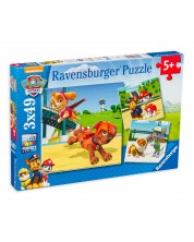 Slagalica Ravensburger od 3 x 49 dijelova - Tim 4 šape, Pseća patrola