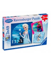 Slagalica Ravensburger od 3 x 49 dijelova - Smrznuto kraljevstvo