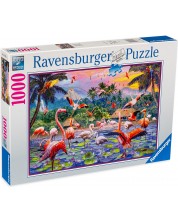 Slagalica Ravensburger od 1000 dijelova - Pink flamingos