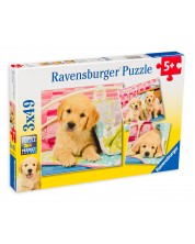 Slagalica Ravensburger od  3 x 49 dijelova - Slatki štenci labradora