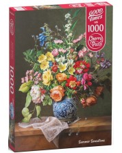 Slagalica Cherry Pazzi od 1000 dijelova - Cvijeće u dnevnoj sobi -1