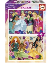Slagalica Educa od 2 x 48 dijelova - Disney princeze -1