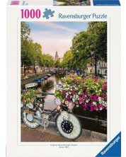 Slagalica Ravensburger od 1000 dijelova - Bicikl i cvijeće u Amsterdamu -1