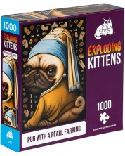 Slagalica Exploding Kittens od 1000 dijelova - Pas s bisernom naušnicom -1
