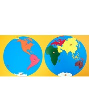 Slagalica Montessori Smart Baby - Karta svijeta, 9 dijelova -1