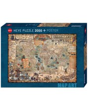 Slagalica Heye od 2000 dijelova - Piratska karta svijeta
