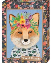 Slagalica Heye od 1000 dijelova - Ljubazna lisica s cvijećem -1