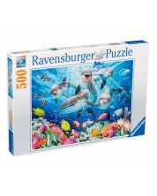 Slagalica Ravensburger od 500 dijelova - Dupini u koraljnom grebenu