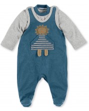 Pamučni set za bebe Sterntaler - Leo, 56 cm, 3-4 mjeseca, plavo-sive boje -1