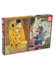 Slagalica Educa od 2 x 1000 dijelova - Poljubac i Djevica Gustava Klimta