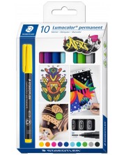 Permanentni markeri Staedtler Lumocolor - 317, 10 boja