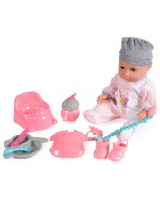 Bebe lutka koja piški Moni - Sa sivim šeširom i dodacima, 36 cm