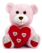 Plišani medo Tea Toys  - sa srcem, 33 cm, ružičasti