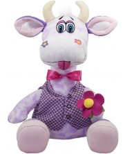 Plišana igračka Amek Toys - Krava s cvijetom, ljubičasta, 50 сm