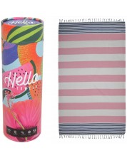 Ručnik za plažu u kutiji Hello Towels -New Collection, 100 х 180 cm, 100% pamuk, plavo-ružičasti