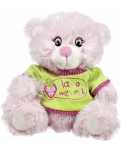 Plišana igračka Amek Toys - Ružičasti medvjedić s majicom, 30 cm
