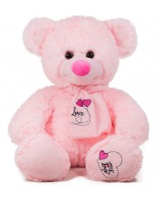 Plišana igračka Amek Toys - Medvjedić s šalom ružičasti, 45 cm -1