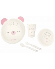 Plastični set za jelo KikkaBoo - Bear with Me, Pink -1