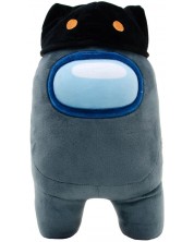 Plišana figura YuMe Games: Among Us - Black Crewmate with Cat Head Hat, 30 cm -1