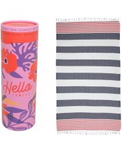 Ručnik za plažu u kutiji Hello Towels - New Collection, 100 х 180 cm, 100% pamuk, plavo-crveni