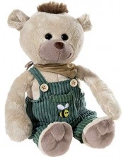 Plišana igračka Heunec - Medvjed Hugo, u kombinezonu, 35 cm