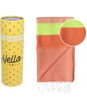 Ručnik za plažu u kutiji Hello Towels - Neon, 100 х 180 cm, 100% pamuk, narančasto-zeleni