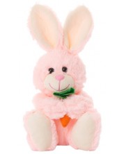 Plišani zeko Tea Toys - Benny, 28 cm, s mrkvom, roza