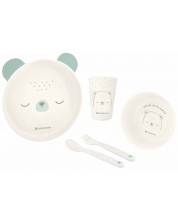 Plastični set za jelo KikkaBoo - Bear with Me, Mint -1