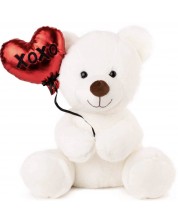 Plišana igračka Amek Toys - Bijeli medvjedić sa srcem, 38 cm
