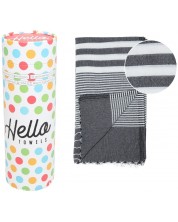 Ručnik za plažu u kutiji Hello Towels - Malibu, 100 х 180 cm, 100% pamuk, crno-bijeli
