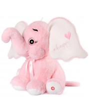 Plišana igračka Amek Toys -Slončić sa srcem i zvukom, ružičasti, 41 cm
