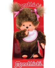 Plišana igračka Monchhichi - Majmunčica sa rozim podbradnjakom, 20 cm