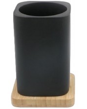Držač četkica za zube Inter Ceramic - Нинел, 8.5 x 12.2 cm, crni-bambus